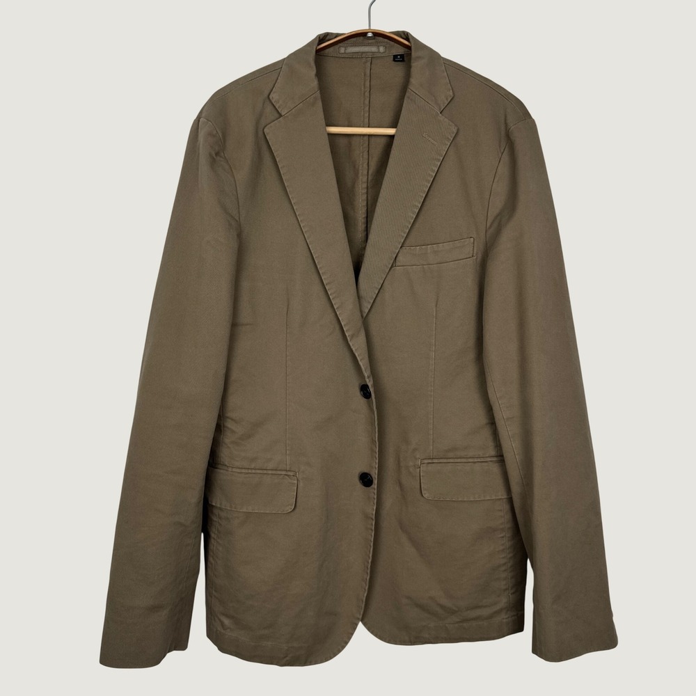 Uniqlo Mens Comfort Jacket Olive Brown Cotton Twill Blazer Size M 311-078857